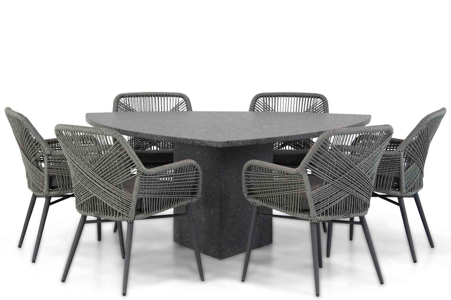 Lifestyle Advance-Graniet 170 cm triangel dining tuinset 7-delig