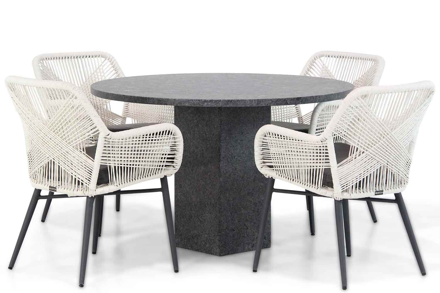Lifestyle Advance/Graniet 120 cm rond dining tuinset 5-delig