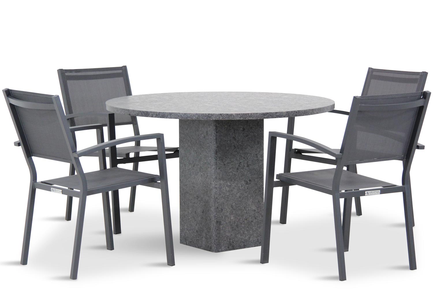 Lifestyle Amarilla/Graniet rond 120 cm dining tuinset 5-delig stapelbaar