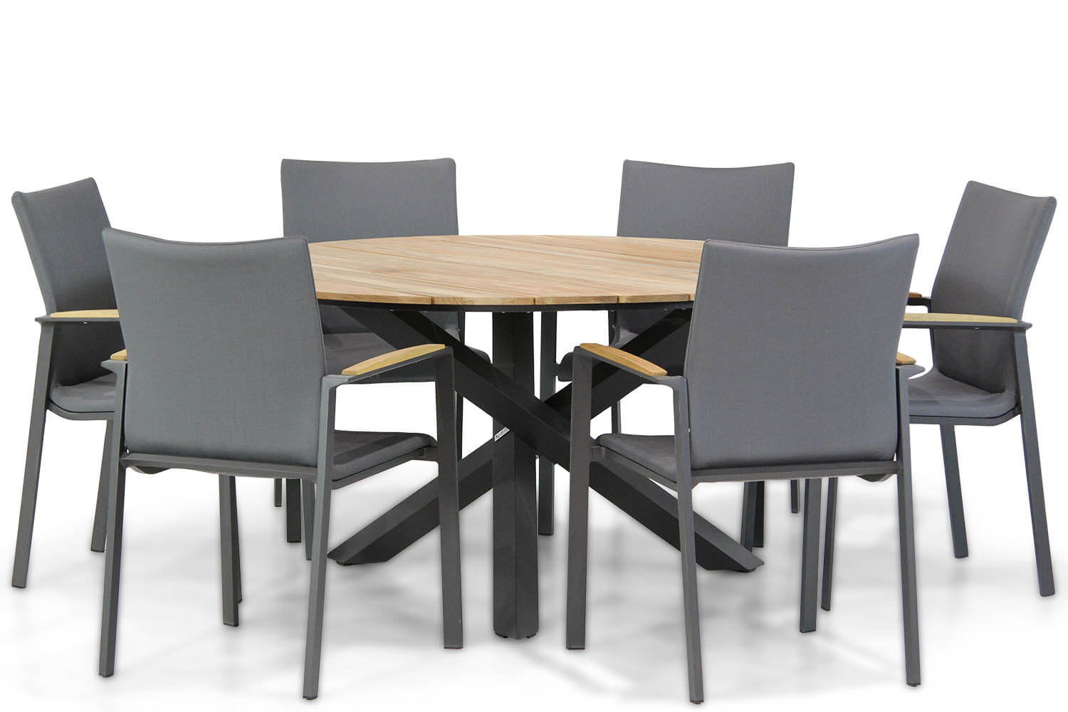 Lifestyle Brandon/Fabriano 150 cm rond dining tuinset 7-delig