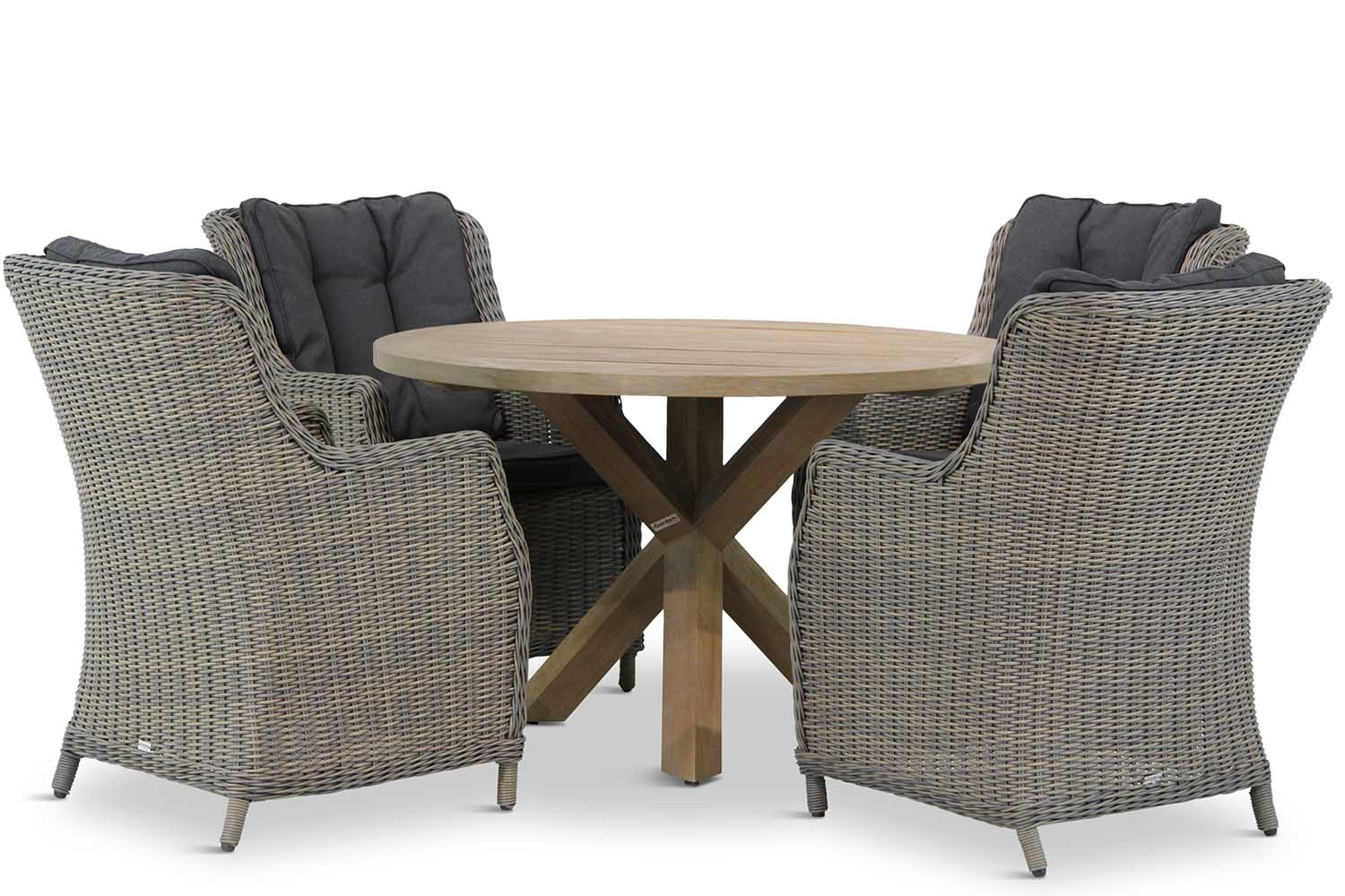 Garden Collections Buckingham/Sand City rond 120 cm dining tuinset 5-delig Garden Collections Buckingham/Sand City rond 120 cm dining tuinset 5-delig