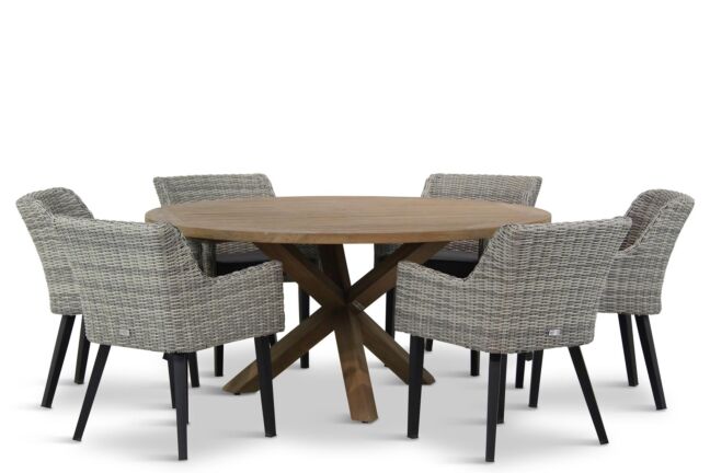 Garden Collections Milton/Sand City rond 160 cm dining tuinset 7-delig