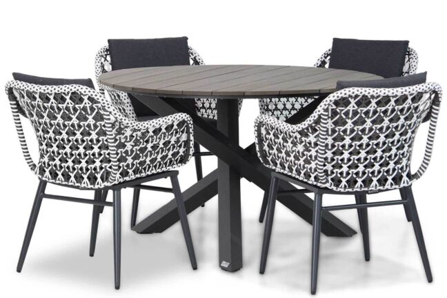 Lifestyle Dolphin/Ancona 125 cm rond dining tuinset 5-delig