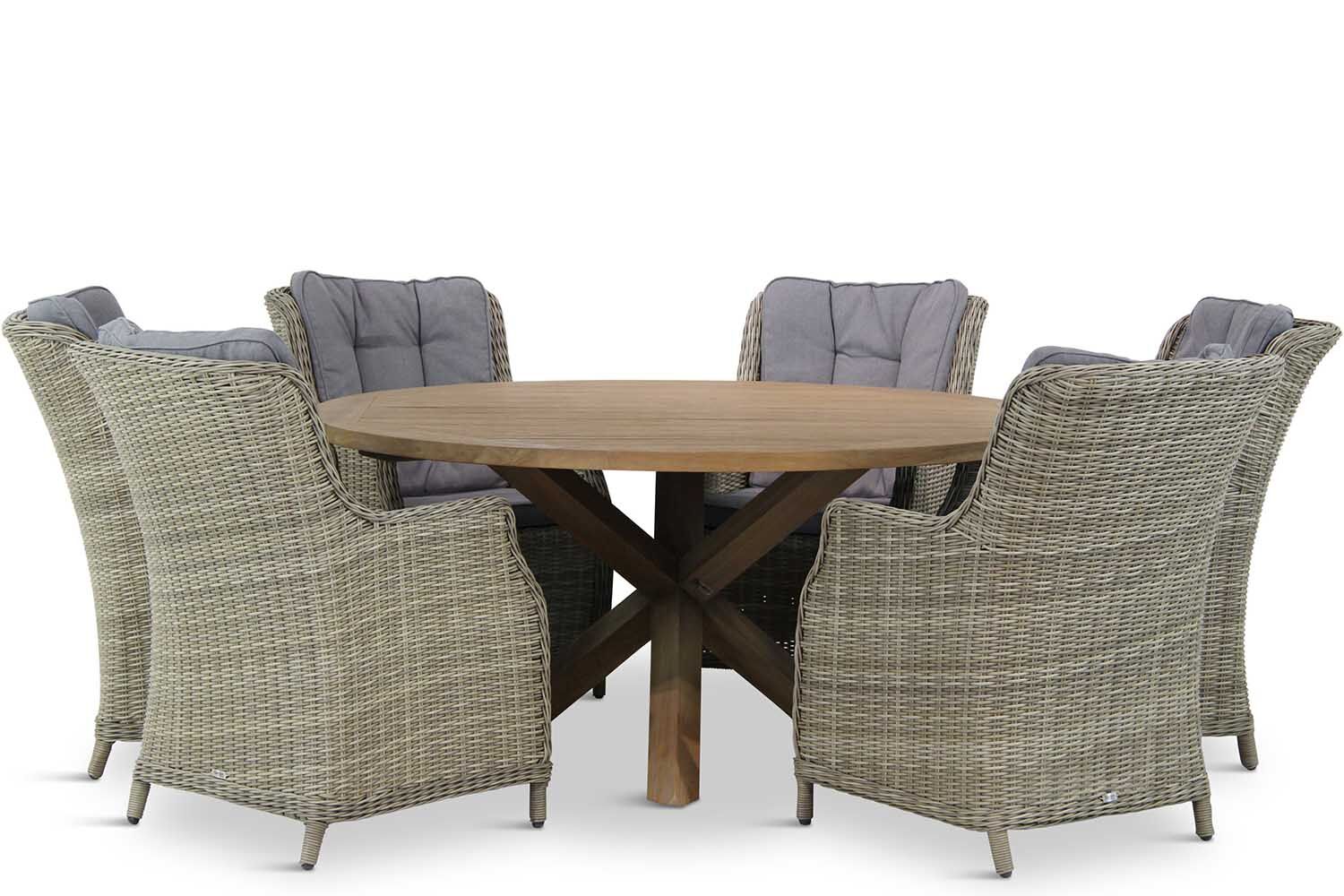 Garden Collections Buckingham/Sand City rond 160 cm dining tuinset 7-delig