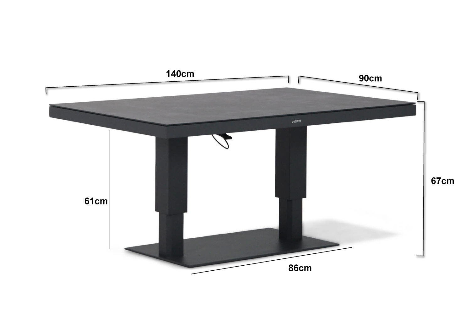 in verstelbare tafel 140x80cm
