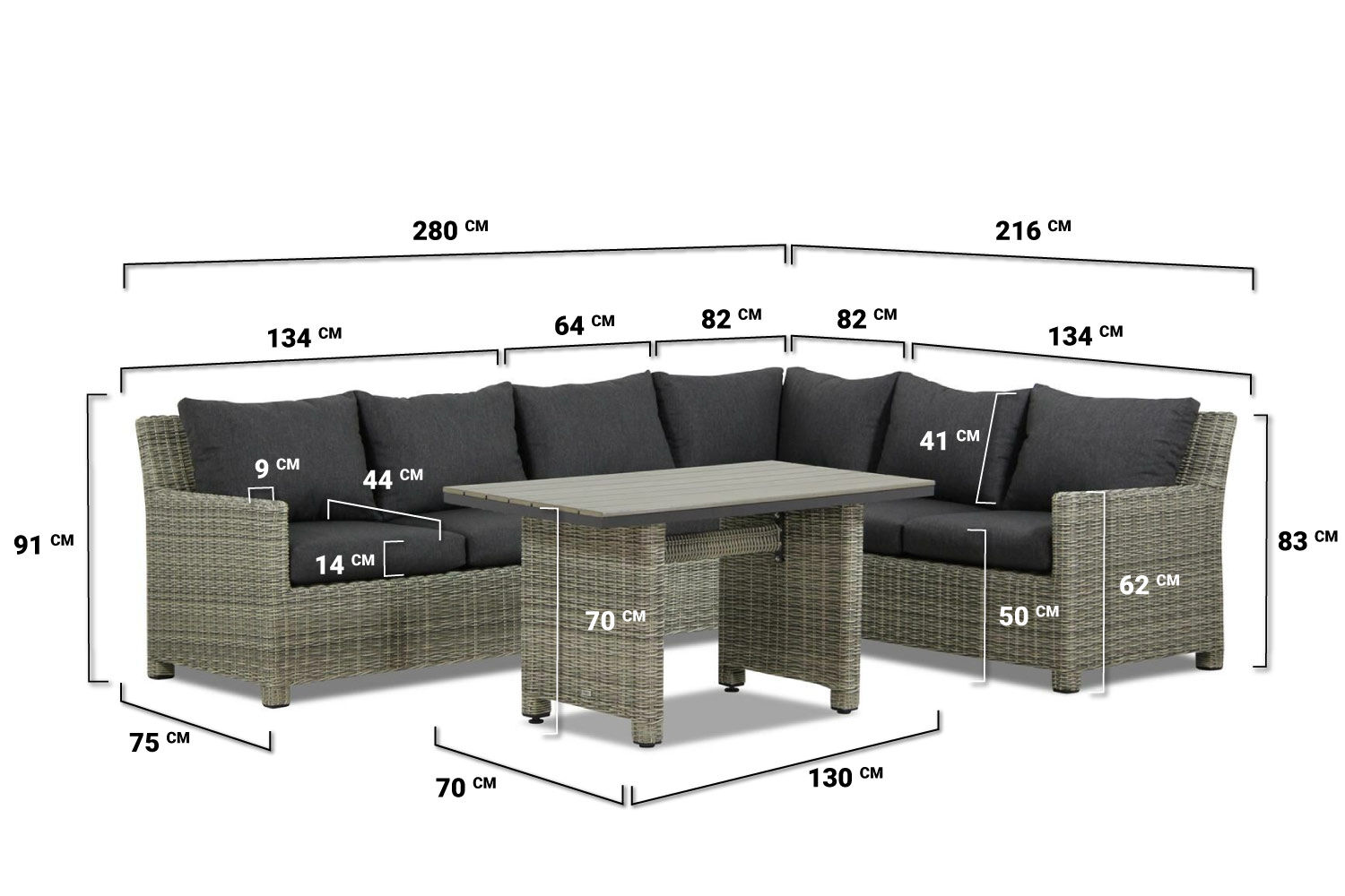 Garden Collections Lusso dining loungeset 5-delig