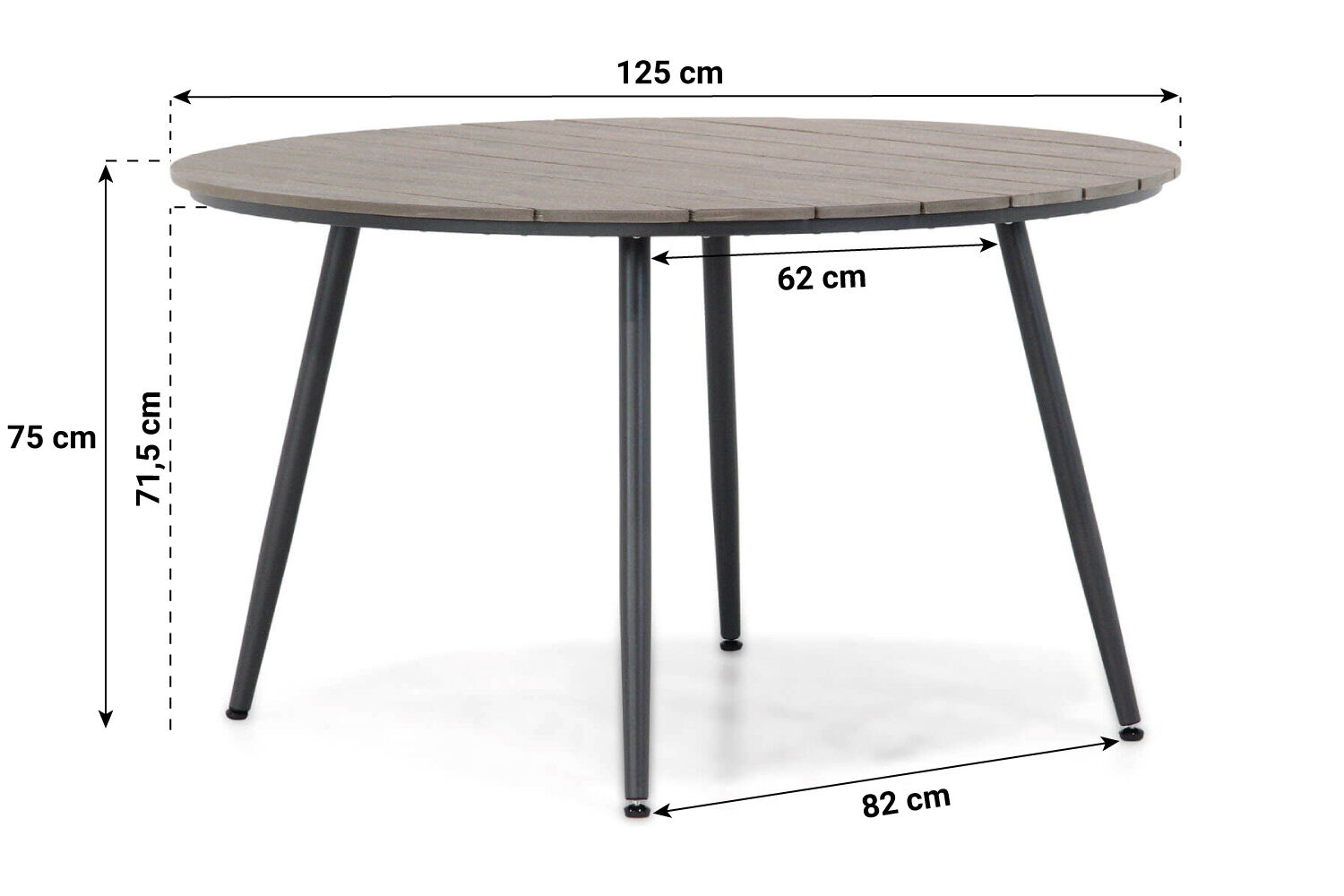 Lifestyle Western/Matale 125 cm rond dining tuinset 5-delig
