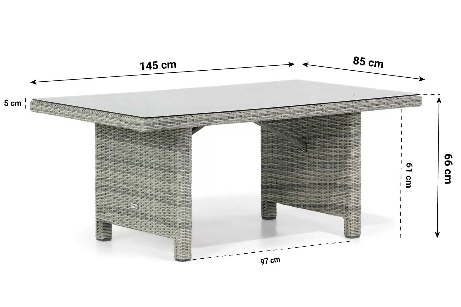Garden Collections Napoli lounge/dining tuintafel 145 x 85 cm