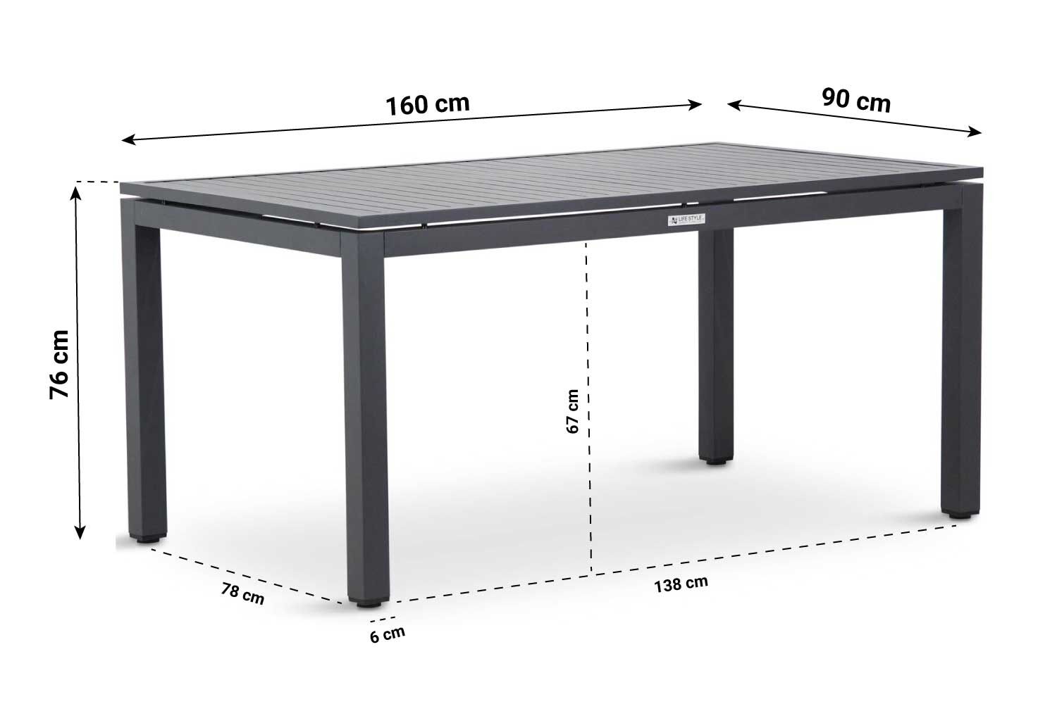 Lifestyle Parma/Concept 160 cm dining tuinset 5-delig 