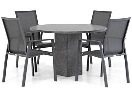 Lifestyle Ultimate/Graniet 120 cm rond dining tuinset 5-delig
