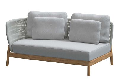 Avalon teak modular 2 seater bench right arm Frozen with 5 cushions 