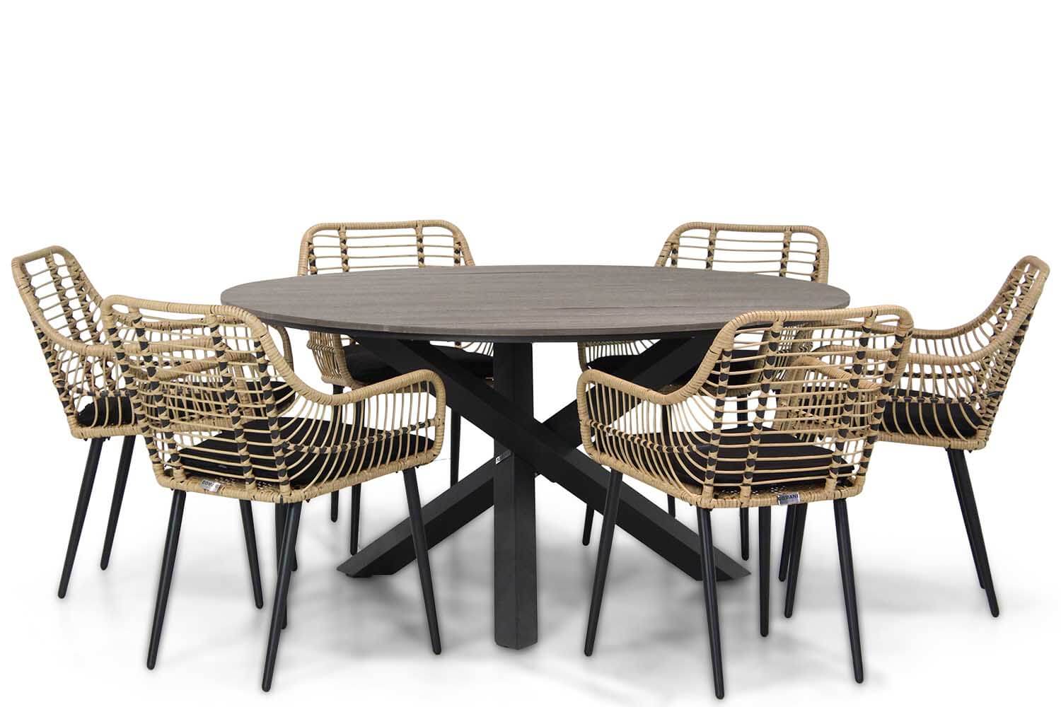 Domani Certo/Ancona 150 cm rond dining tuinset 7-delig