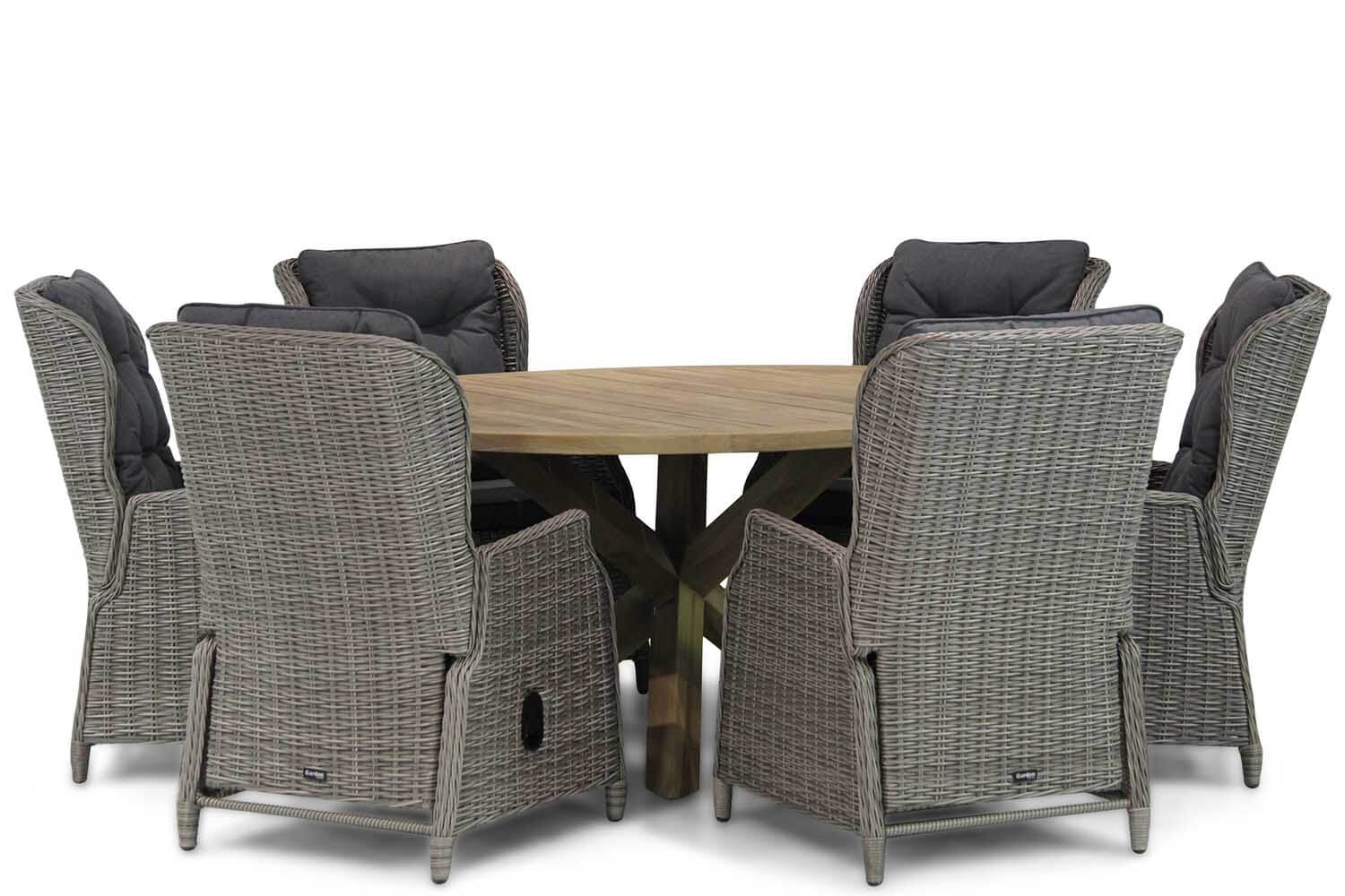 Garden Collections Edingburgh/Sand City 160 cm rond dining tuinset 7-delig