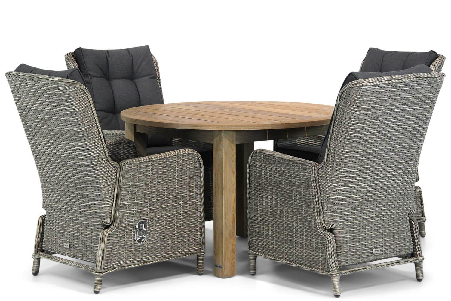 Garden Collections Kingston/Brighton 120 cm rond dining tuinset 5-delig Garden Collections Kingston/Brighton 120 cm rond dining tuinset 5-delig