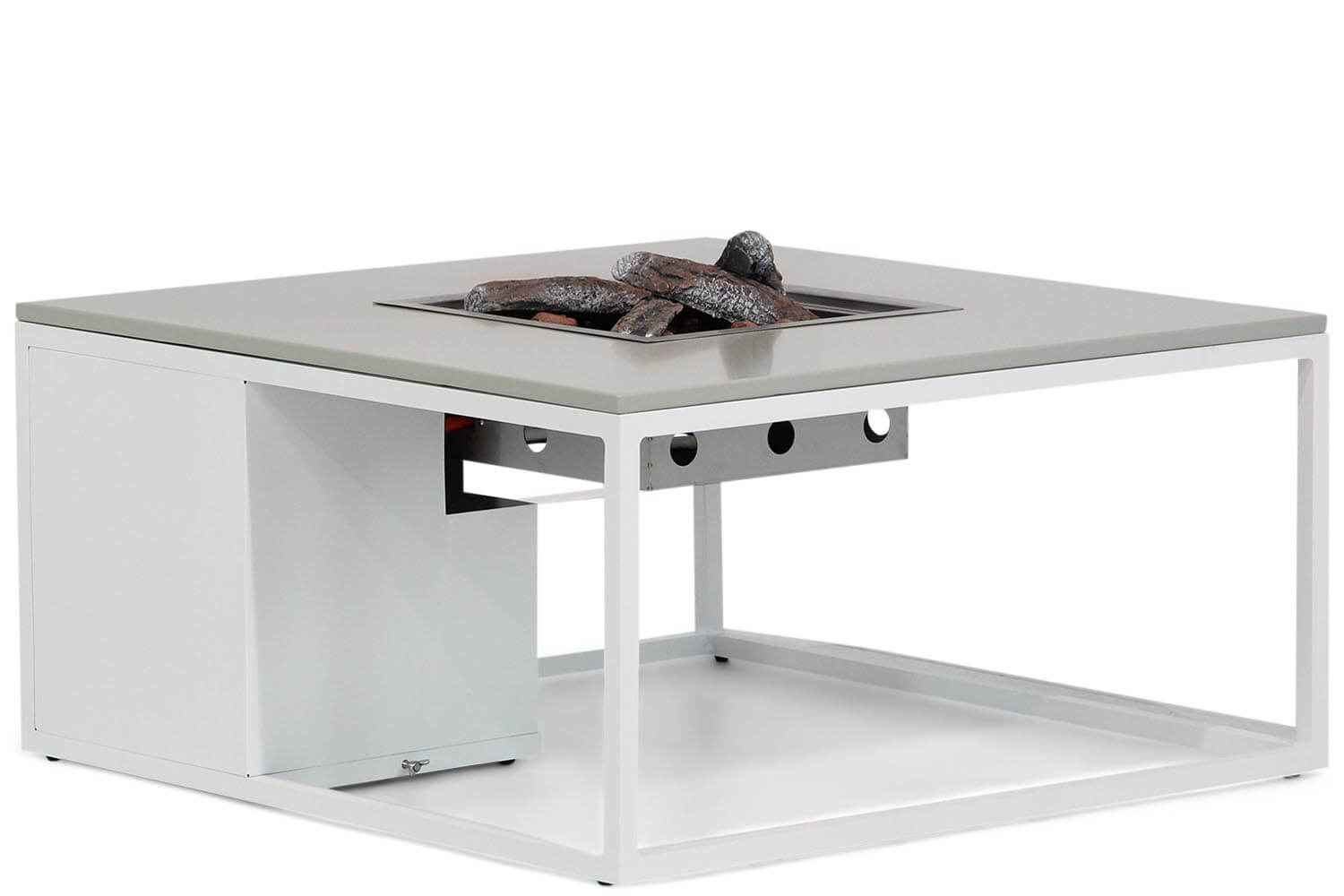 Cosiloft lounge vuurtafel white frame/grey alu blad
