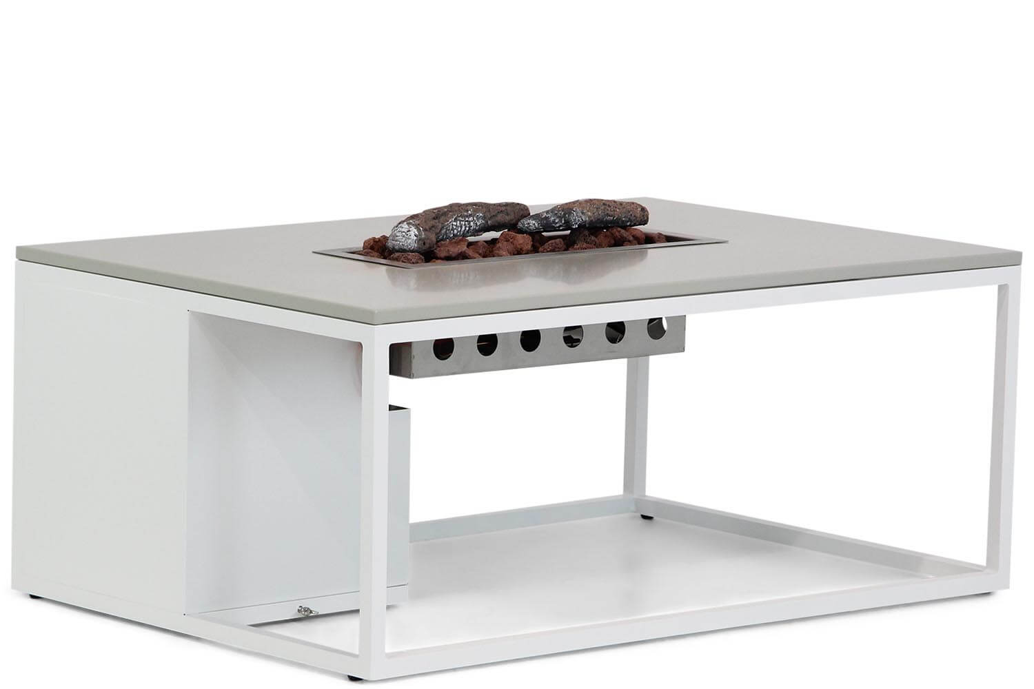Cosiloft lounge vuurtafel 120x80 cm White frame met grey alu blad