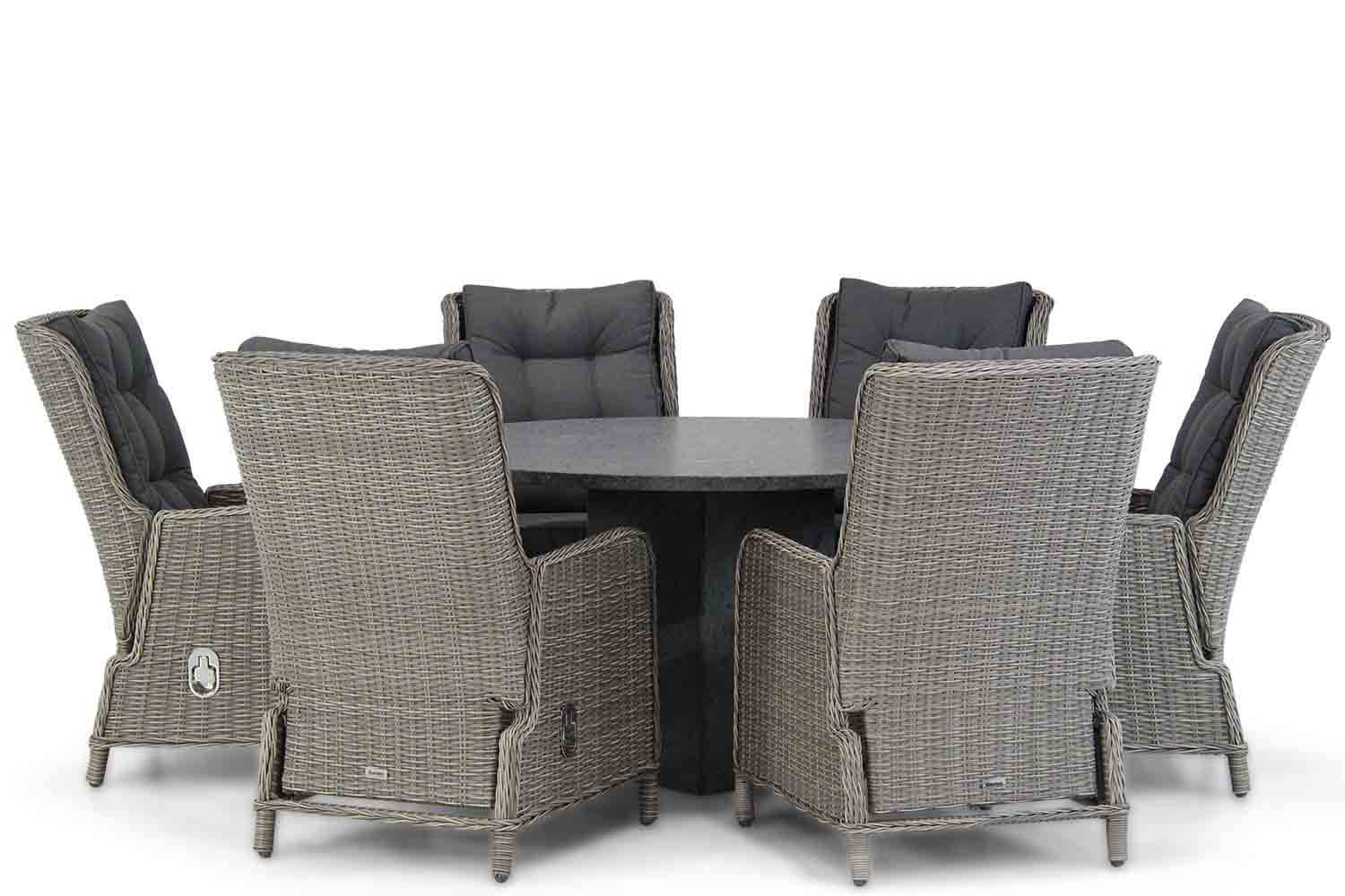 Garden Collections Kingston/Graniet 140 cm rond dining tuinset 7-delig Garden Collections Kingston/Graniet 140 cm rond dining tuinset 7-delig