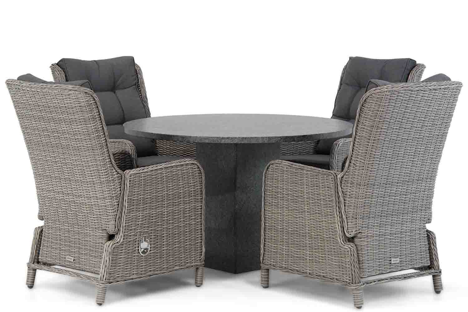 Garden Collections Kingston/Graniet 120 cm rond dining tuinset 5-delig Garden Collections Kingston/Graniet 120 cm rond dining tuinset 5-delig