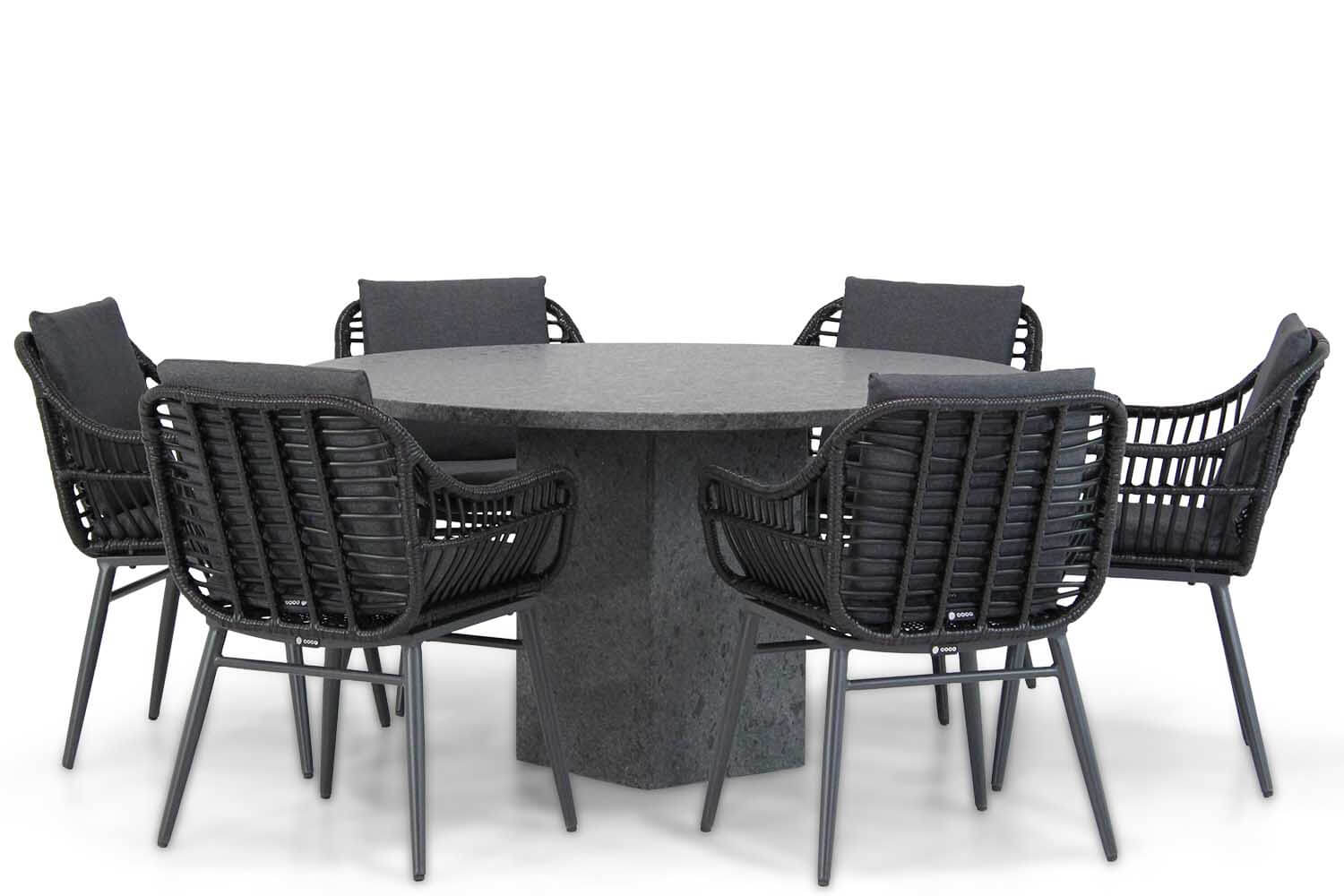 Coco Leonardo/Graniet 140 cm rond dining tuinset 7-delig