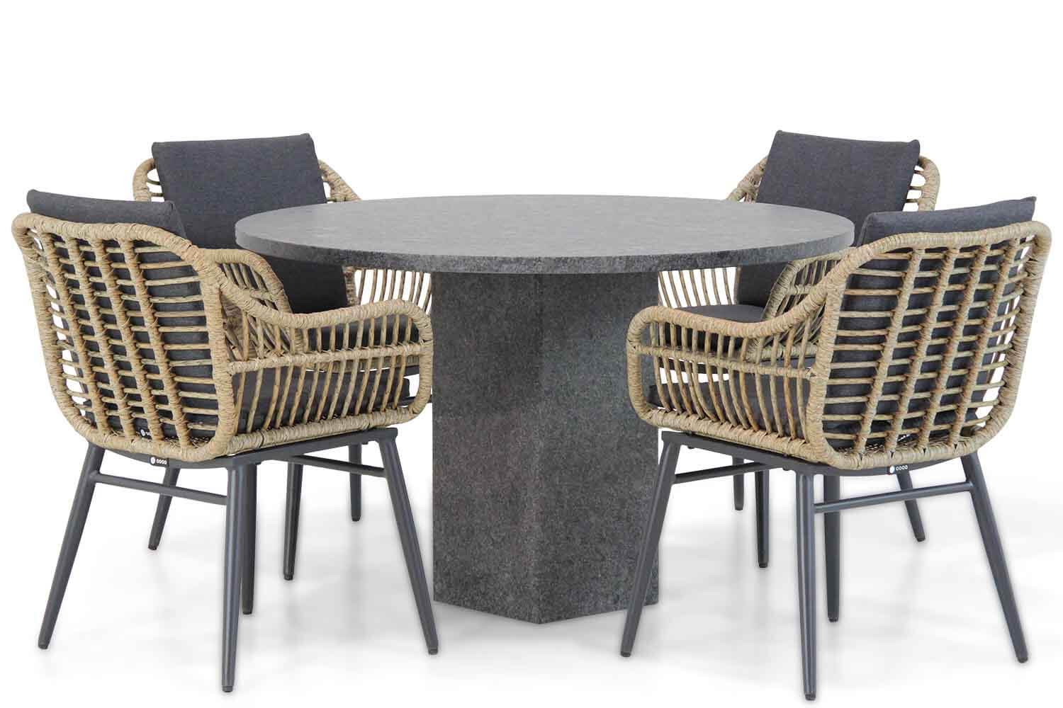 Coco Leonardo/Graniet 120 cm rond dining tuinset 5-delig