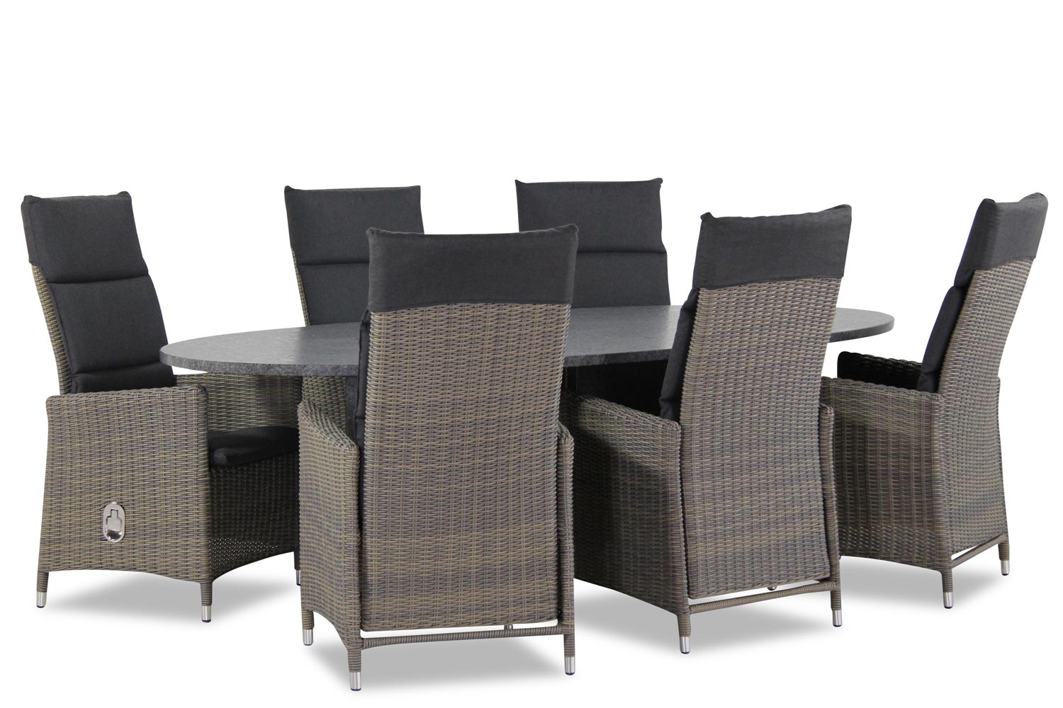 Garden Collections Madera/Graniet ovaal 240 cm dining tuinset 7-delig Garden Collections Madera/Graniet ovaal 240 cm dining tuinset 7-delig