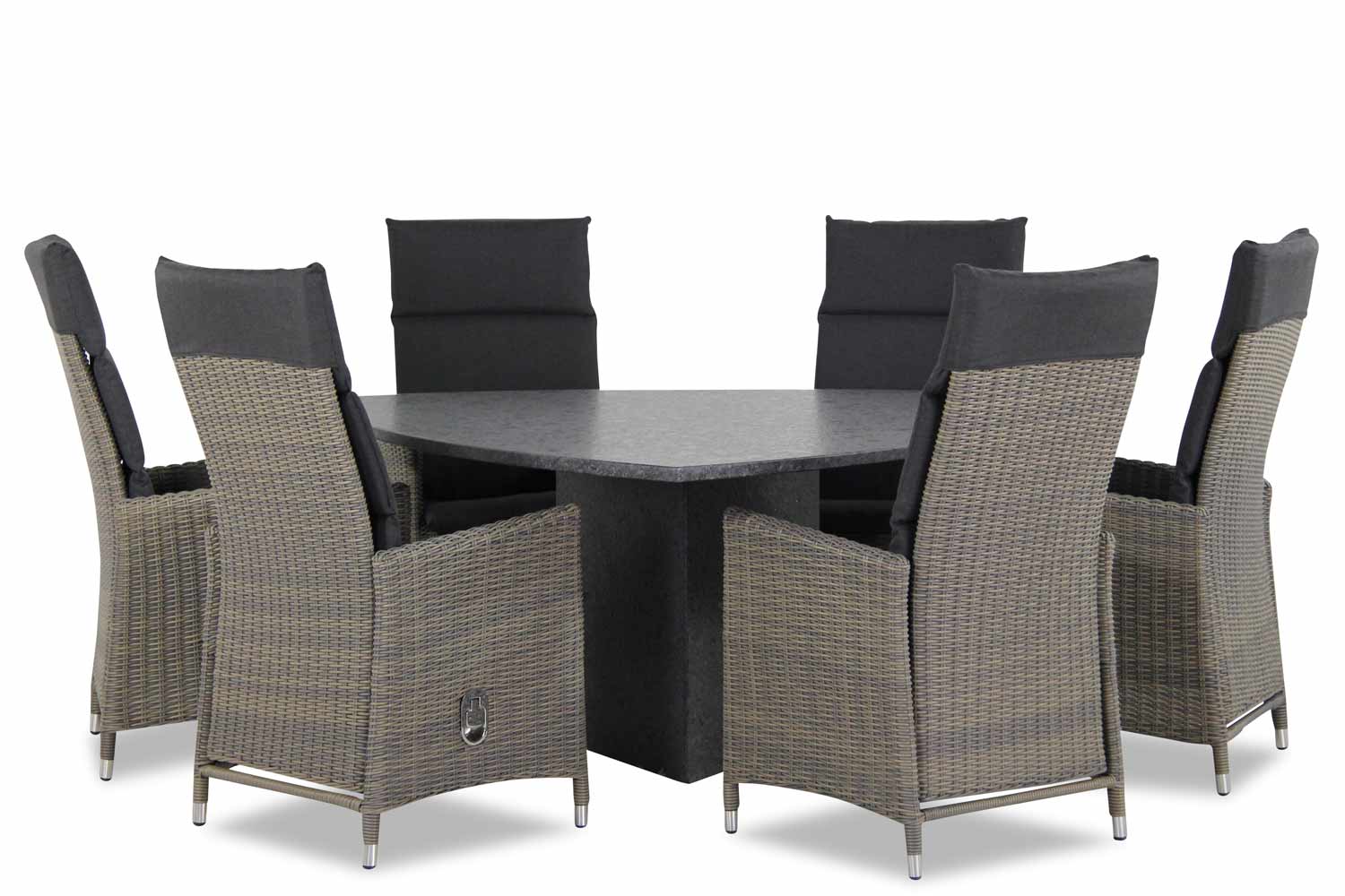 Garden Collections Madera-Graniet triangel 170 cm dining tuinset 7-delig