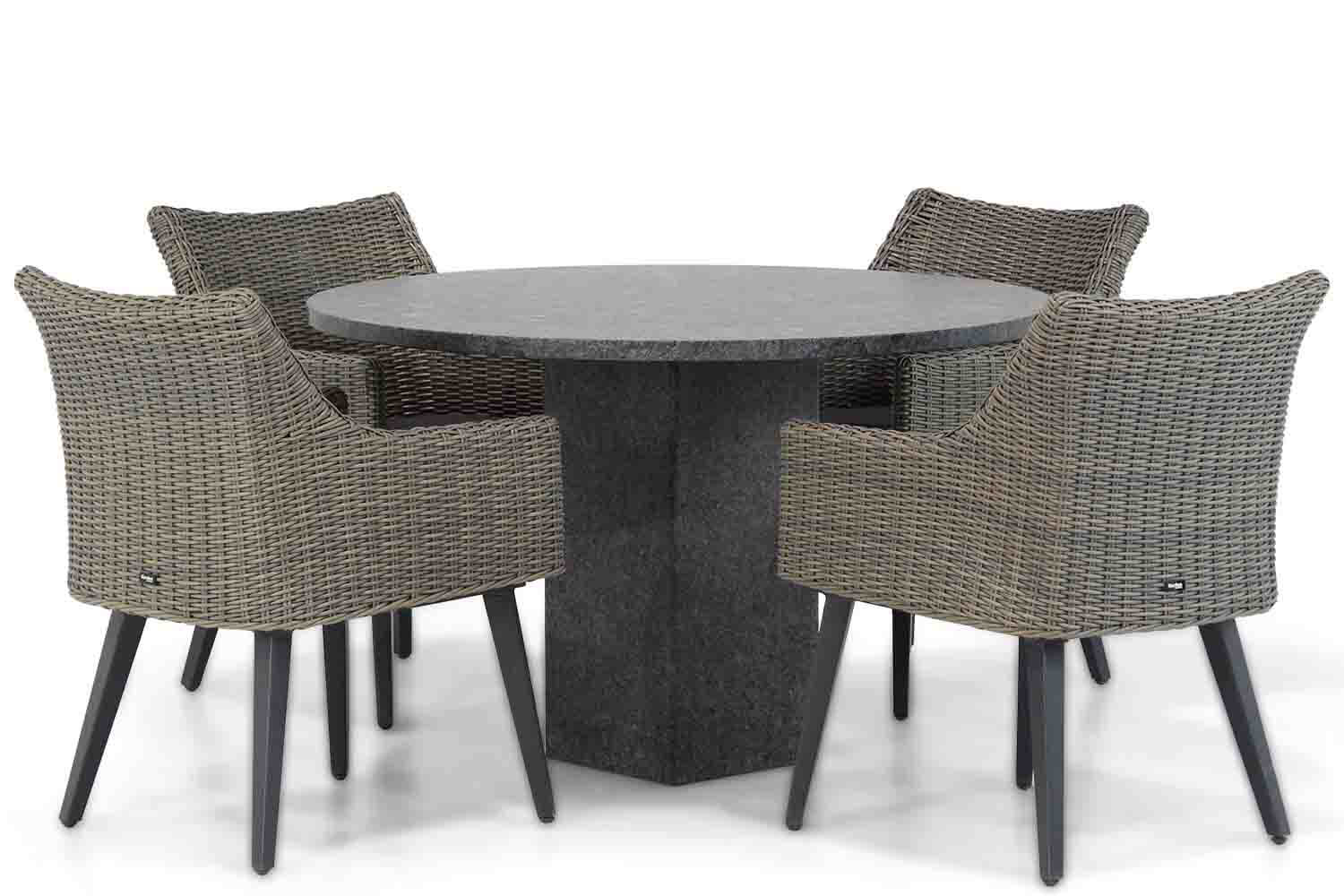 Garden Collections Milton/Graniet 120 cm rond dining tuinset 5-delig