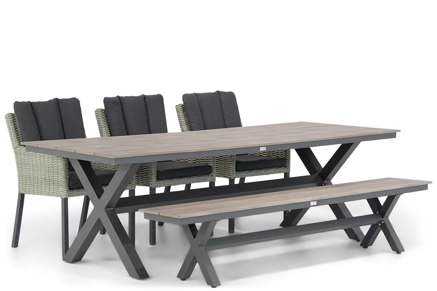 Garden Collections Oxbow/Forest 240 cm dining tuinset 5-delig Garden Collections Oxbow/Forest 240 cm dining tuinset 5-delig
