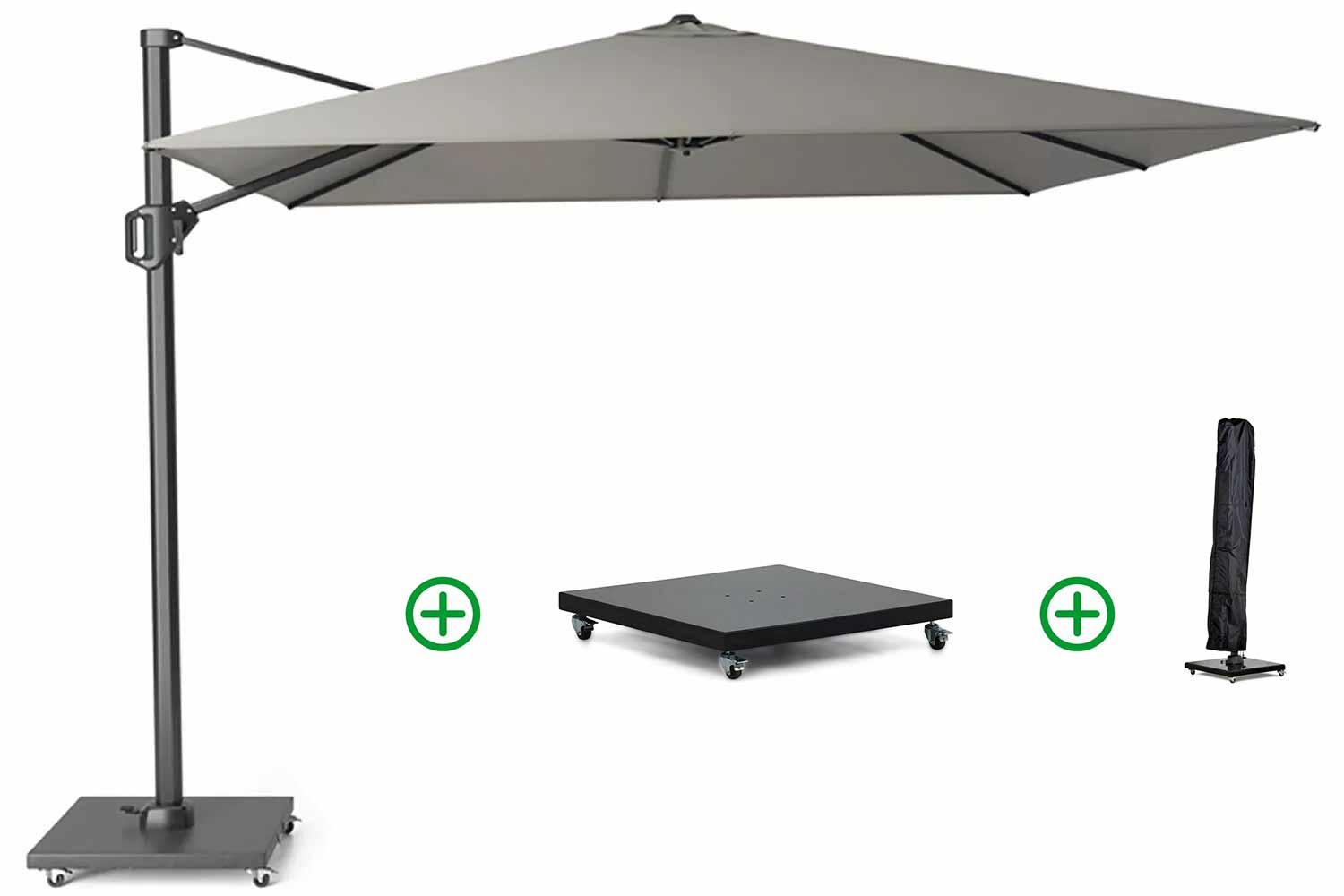 Platinum Challenger zweefparasol T2 premium 3x3 (incl. voet en hoes)
