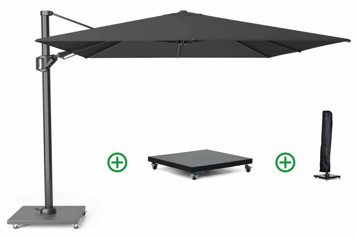 Platinum Challenger zweefparasol T2 premium 3.5m x 2.6m (incl. voet en hoes)