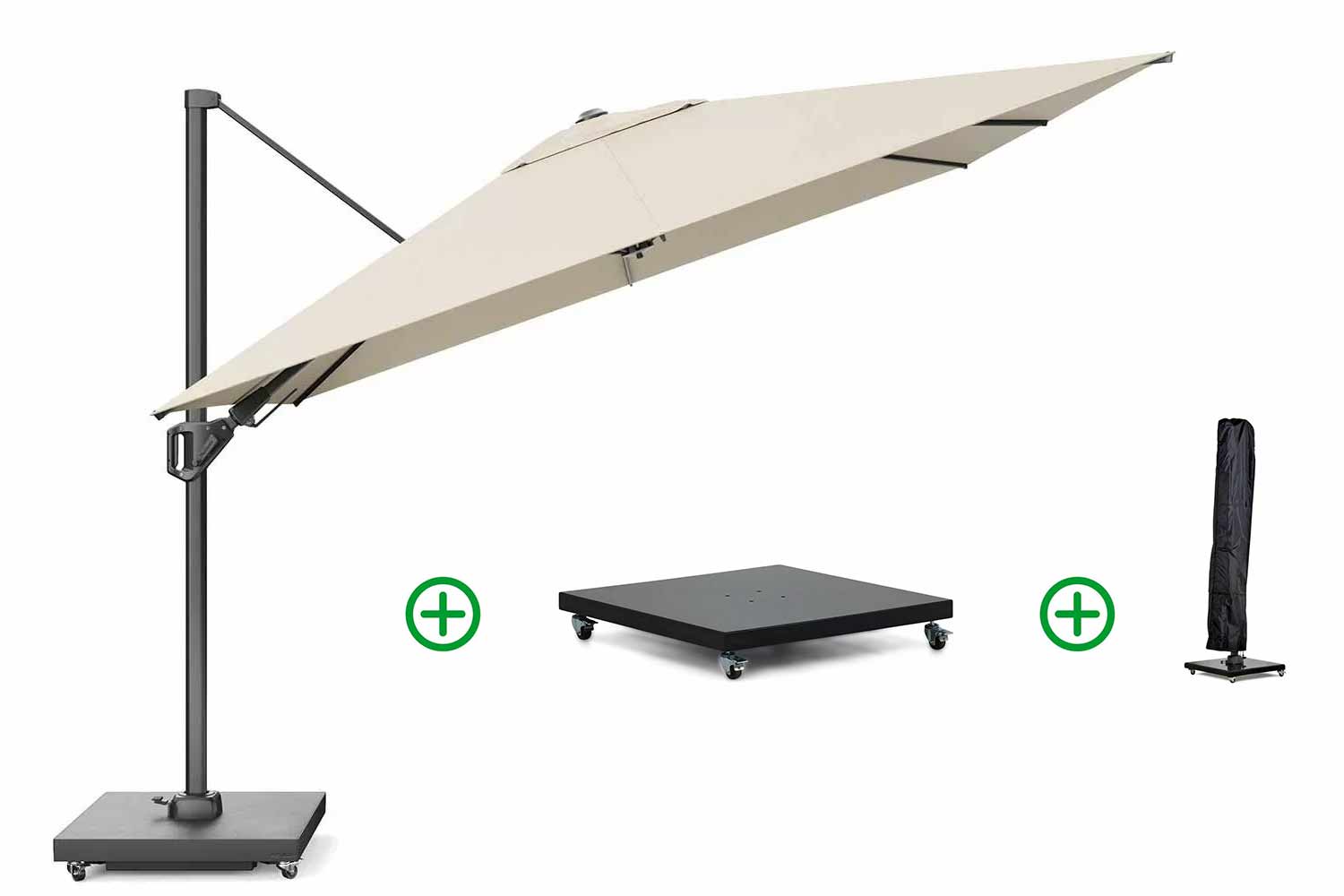 Platinum Challenger zweefparasol T2 premium 3x3m (incl. voet en hoes)