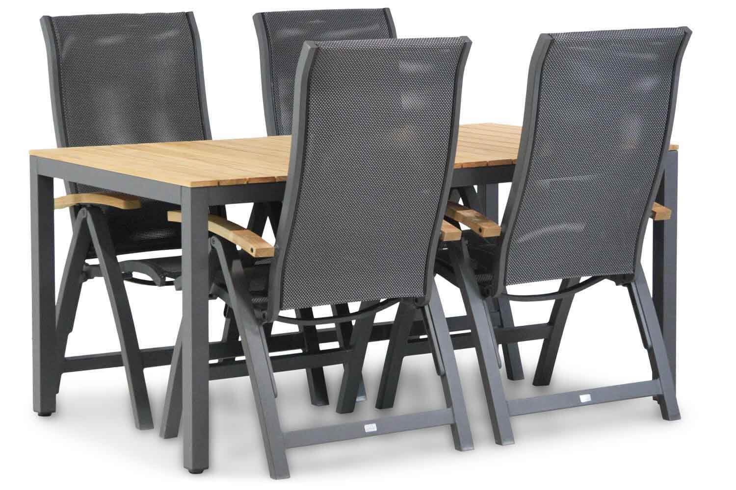 Presto Tarenta teak-Mazzarino 160 cm dining tuinset 5-delig