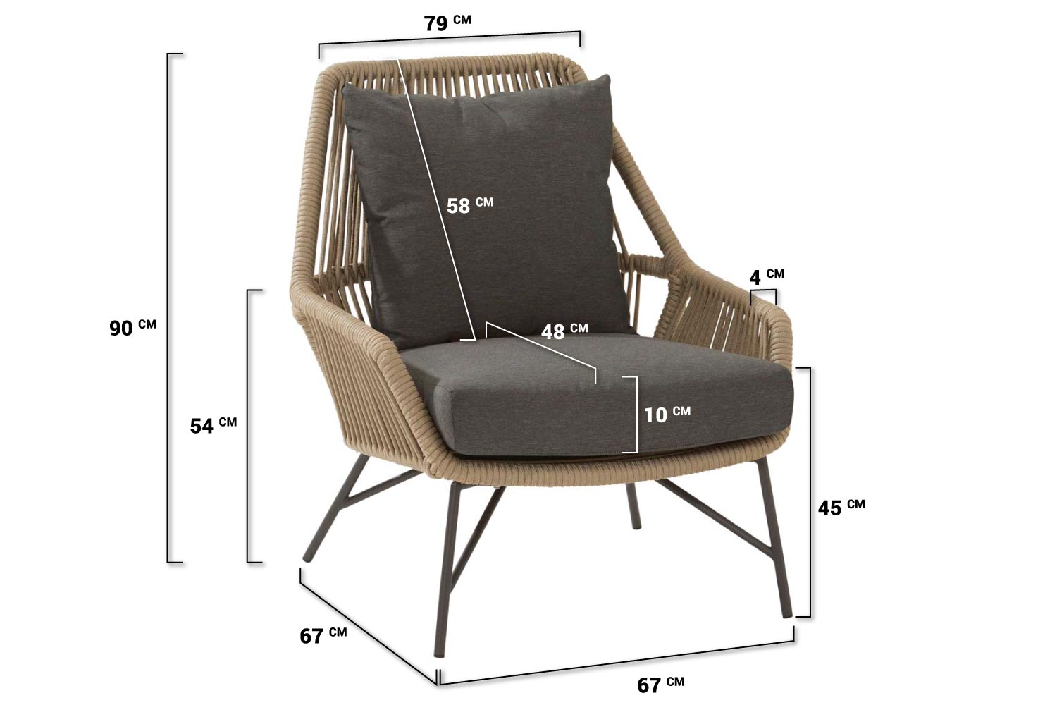 4 Seasons Outdoor Ramblas/Montana 70 cm stoel-bank loungeset 4-delig