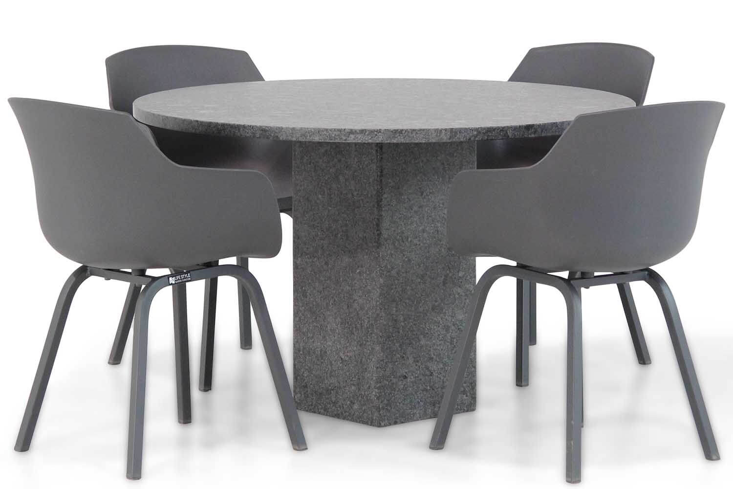 Lifestyle Salina/Graniet rond 120 cm dining tuinset 5-delig