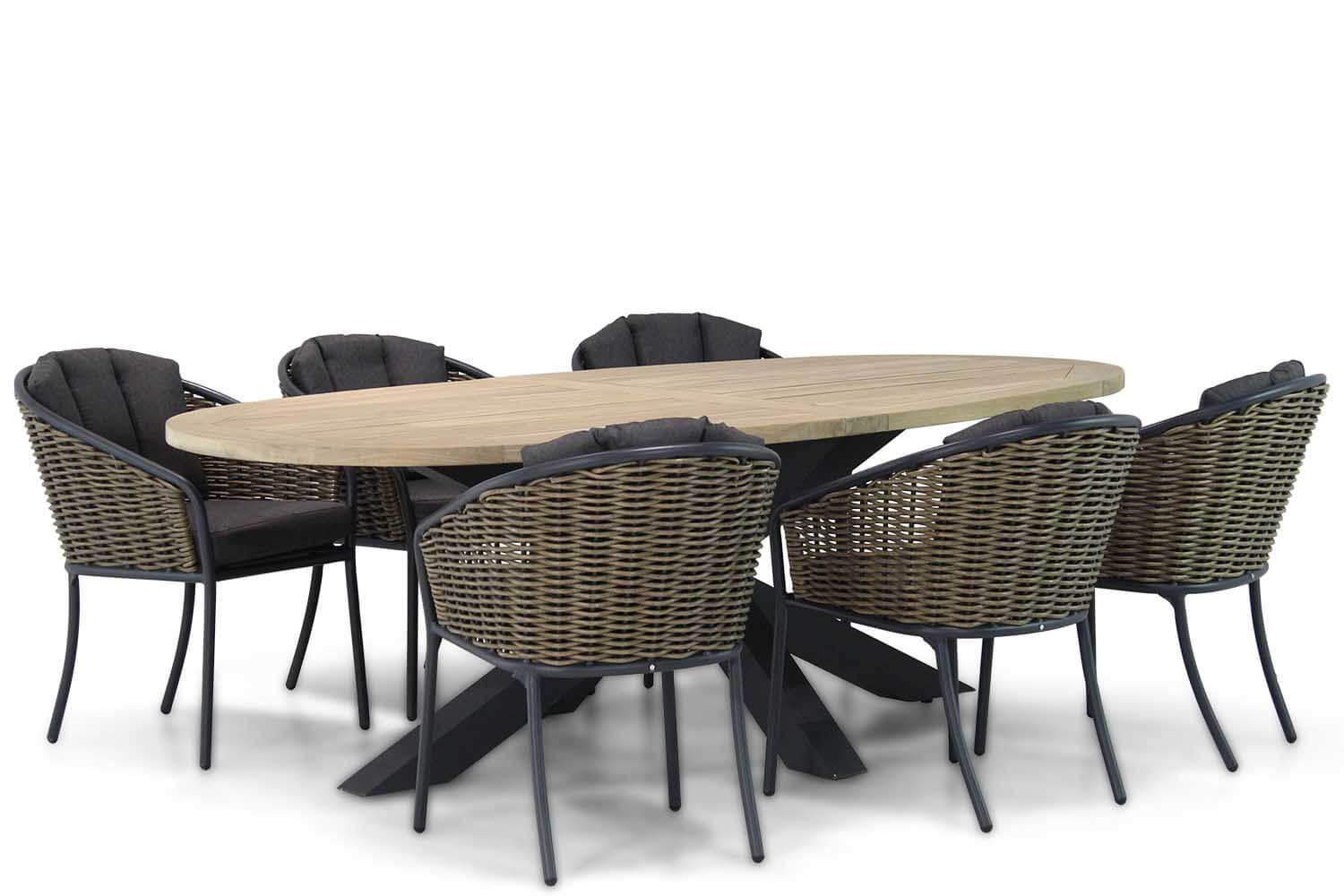 Santika Tika/Brookline 240 cm ovaal dining tuinset 7-delig