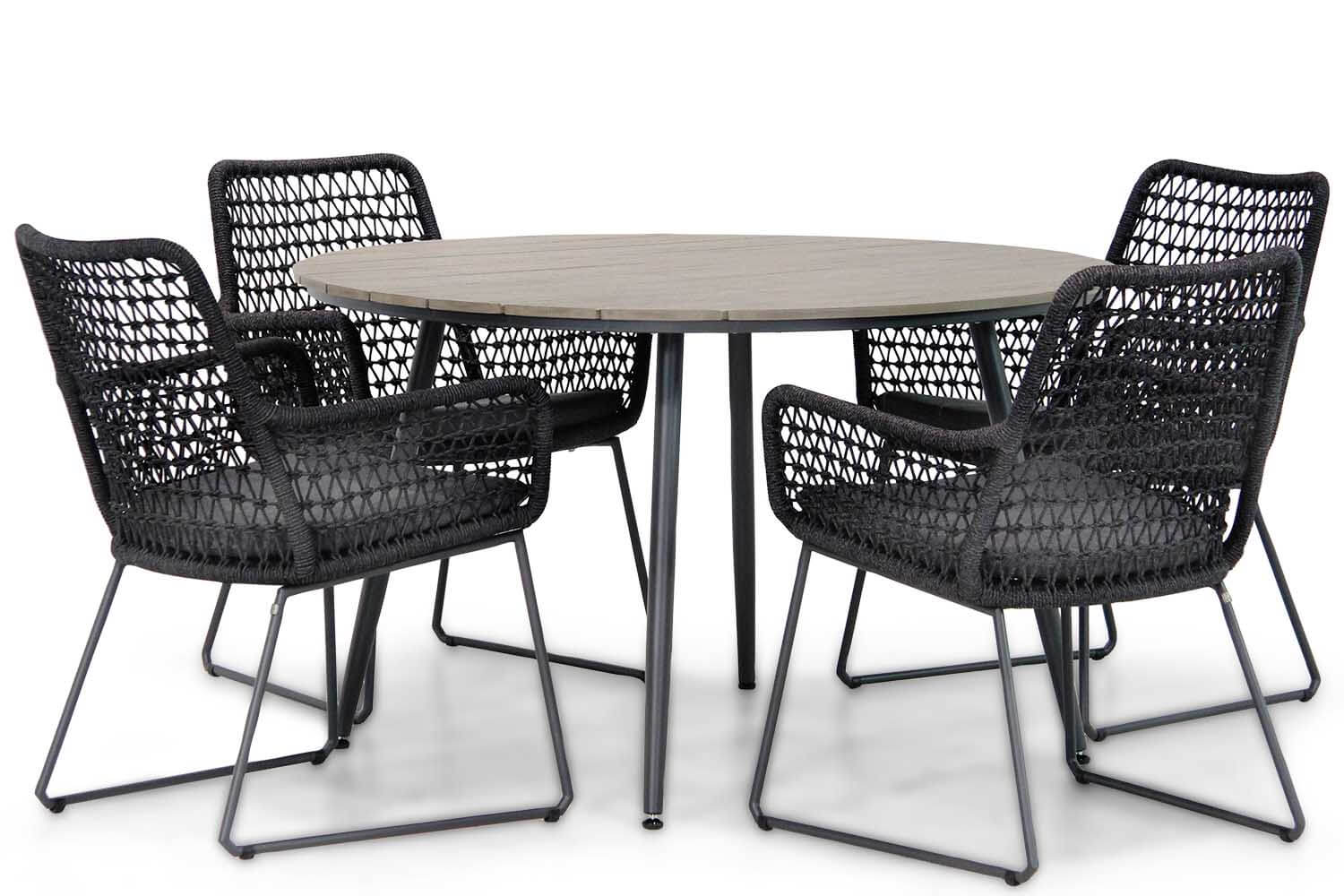 Taste Athena/Matale 125 cm rond dining tuinset 5-delig