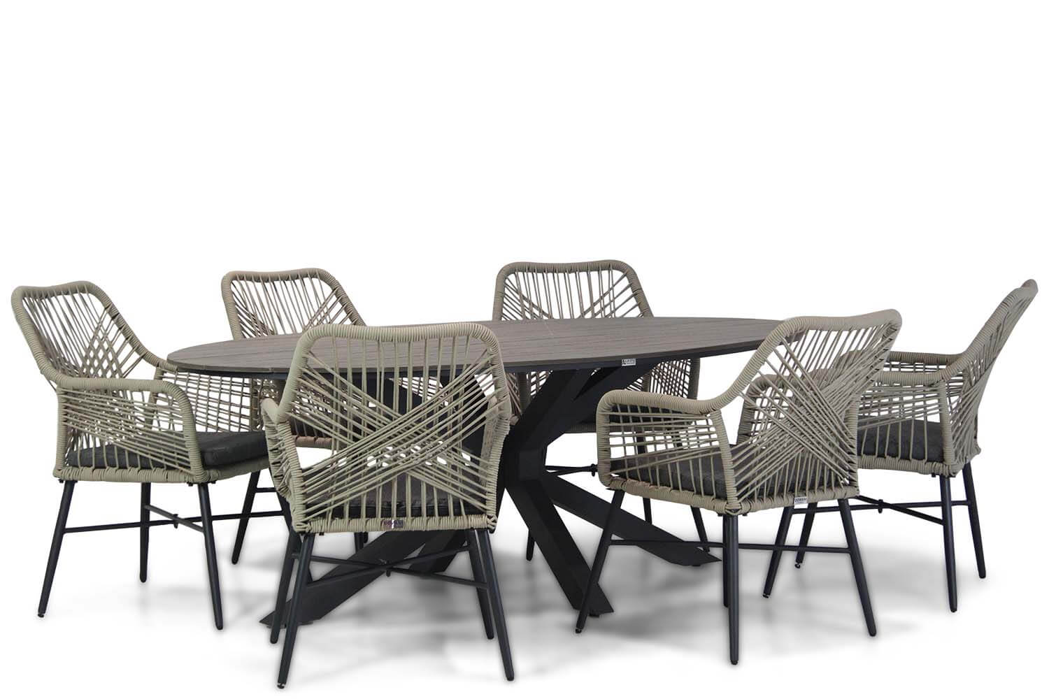 Domani Foris/Matara 220 cm dining tuinset 7-delig - naturel
