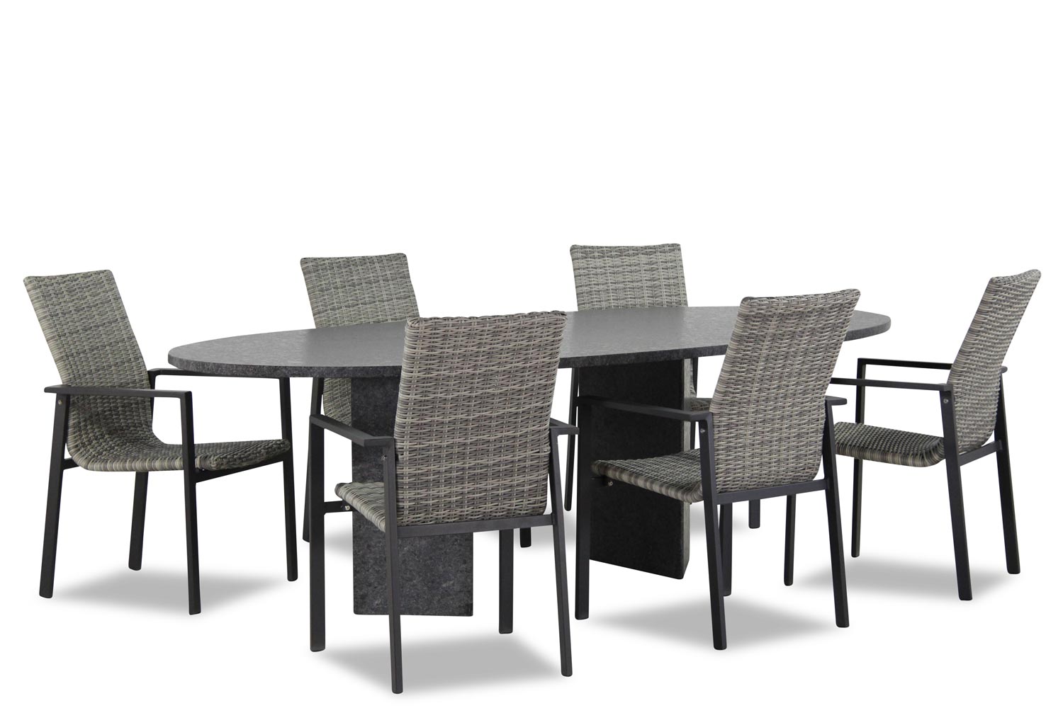 Lifestyle Upton/Graniet ovaal 240 cm dining tuinset 7-delig stapelbaar