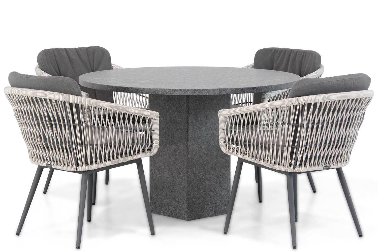 Lifestyle Western/Graniet 120 cm rond dining tuinset 5-delig