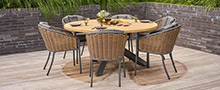 Houten tuinset ronde tafel categorie afbeelding